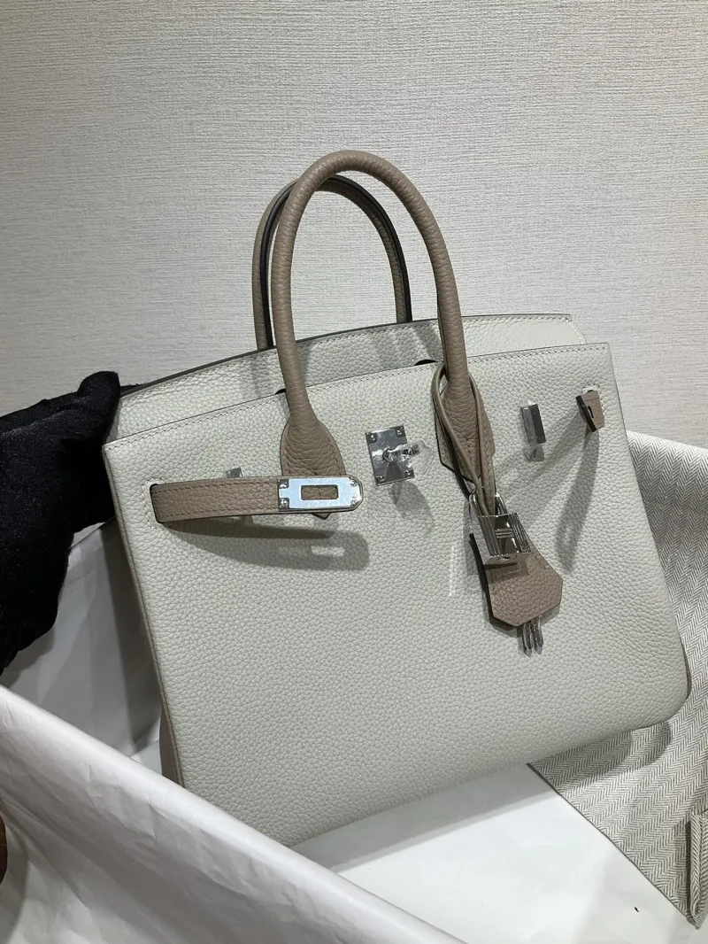 Hermes Birkin Light Gray Leather Handbag 121 - Image 7