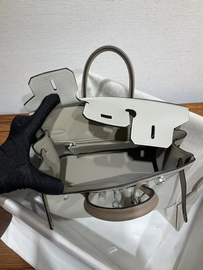 Hermes Birkin Light Gray Leather Handbag 121 - Image 9