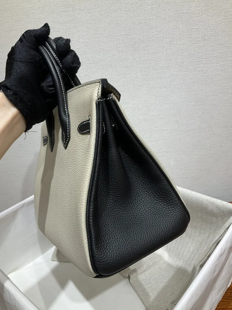 Alternative view of Hermes Birkin Cream Black Leather Handbag