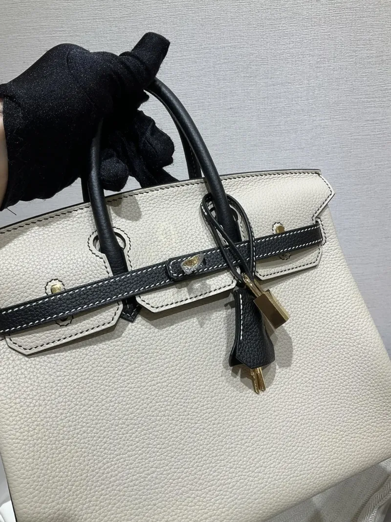 Hermes Birkin Cream Black Leather Handbag - Image 3
