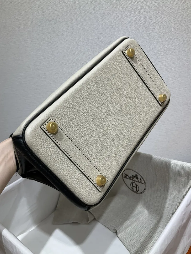 Hermes Birkin Cream Black Leather Handbag - Image 4