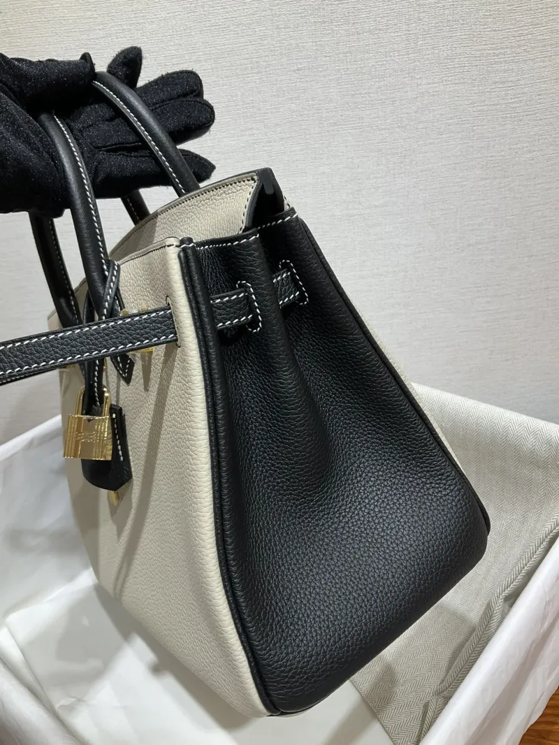 Hermes Birkin Cream Black Leather Handbag - Image 6
