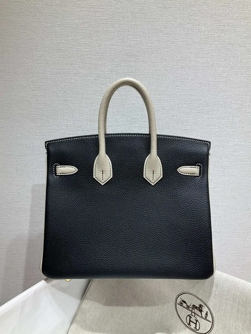 Alternative view of Hermes Black and Cream Leather Birkin Handbag