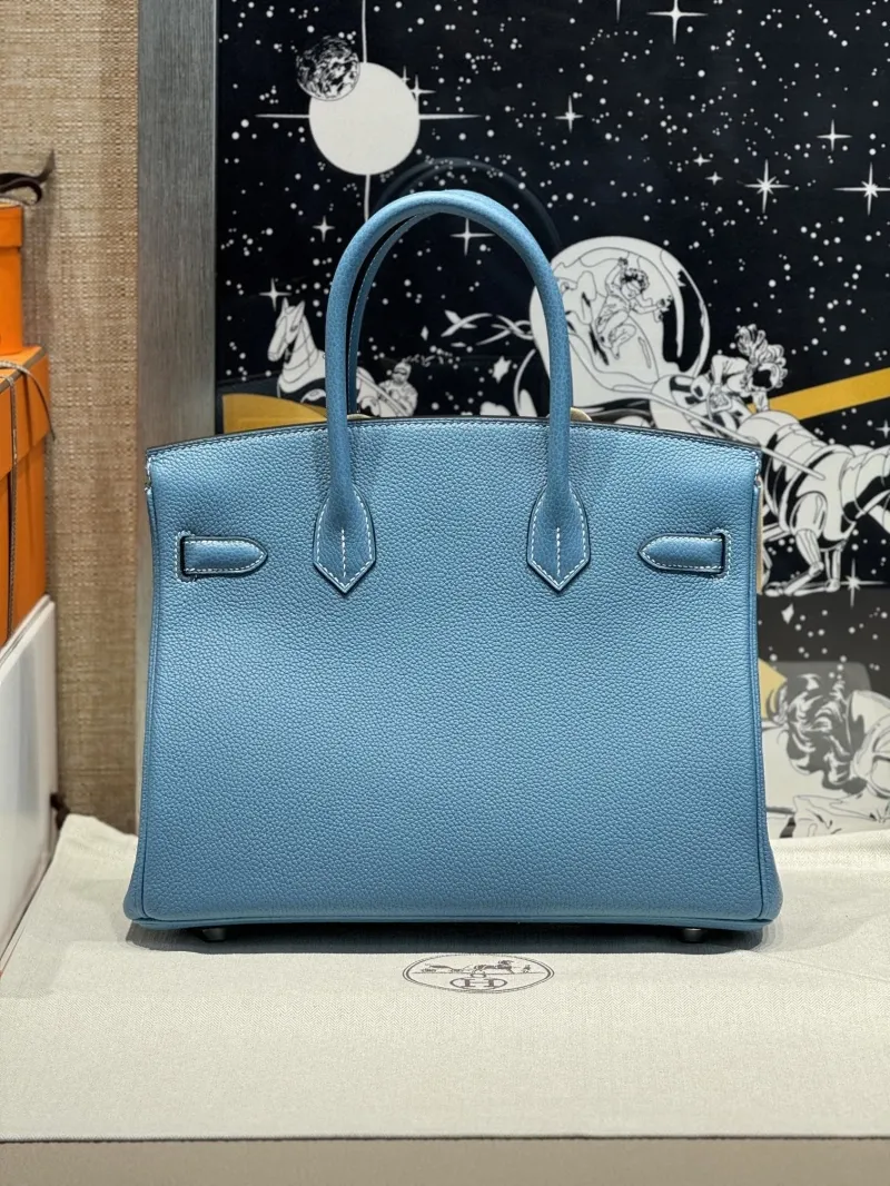 Alternative view of Hermes Blue Leather Birkin Handbag