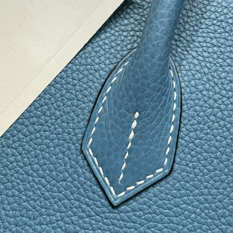 Hermes Blue Leather Birkin Handbag - Image 7