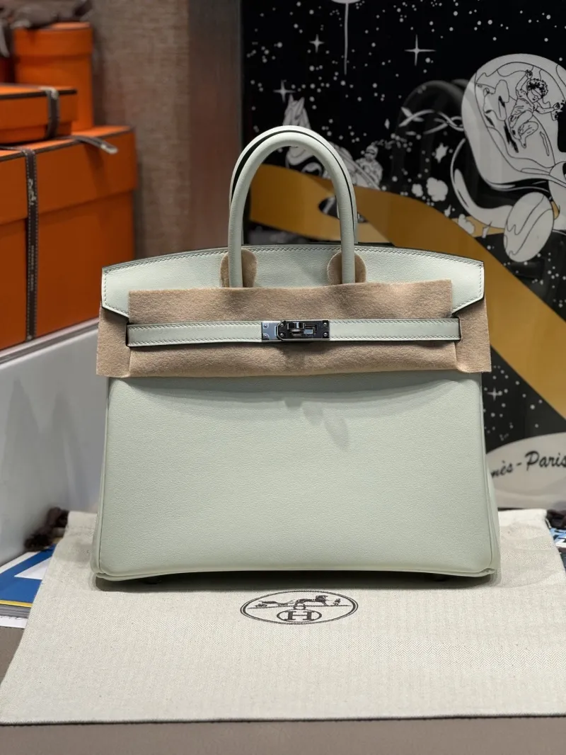 Hermes Birkin Light Green Leather Handbag