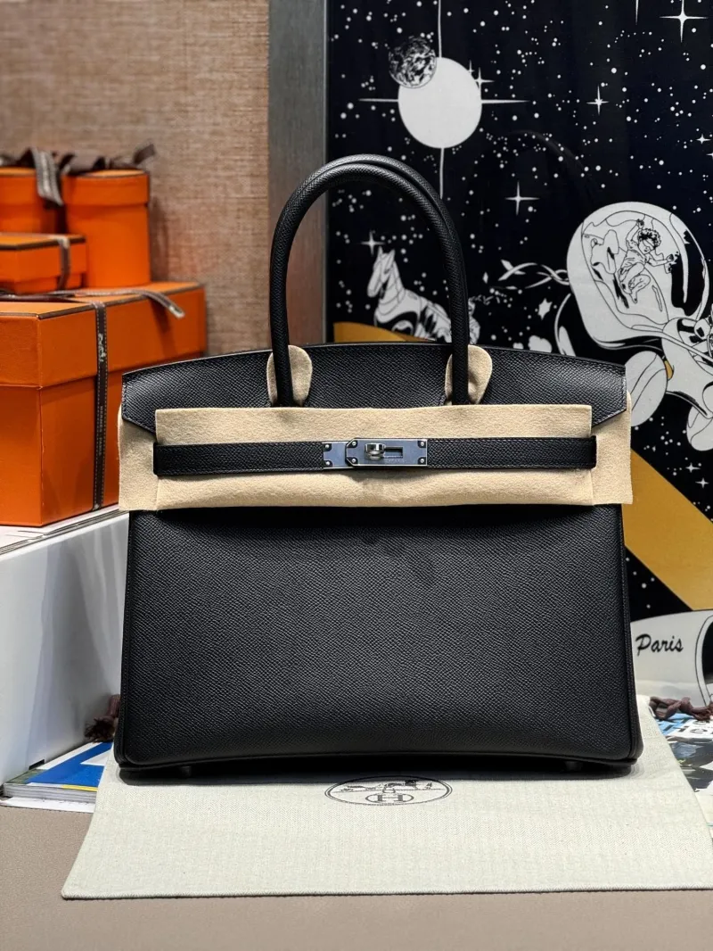 Hermes Black Birkin Leather Handbag