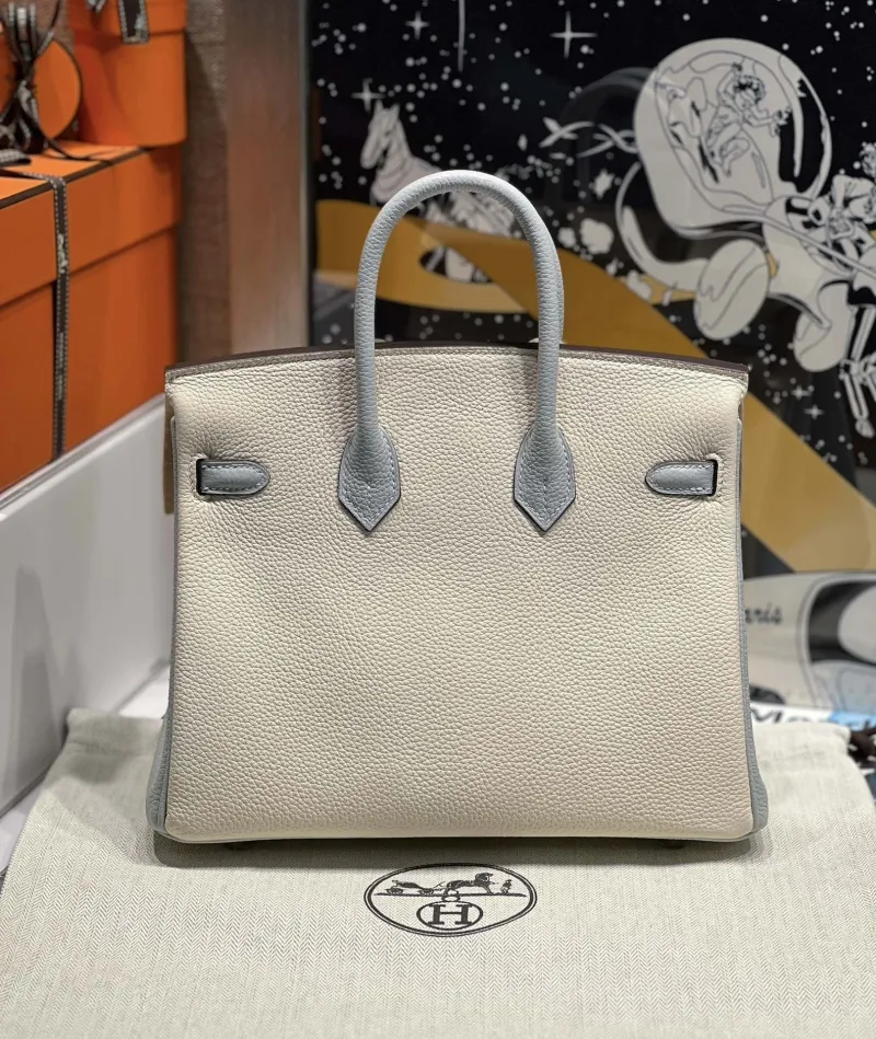 Alternative view of Hermes Birkin 138 Off-white Light Blue Leather Handbag