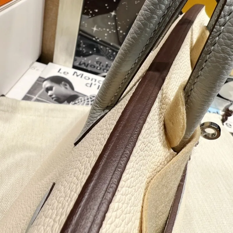 Hermes Birkin 138 Off-white Light Blue Leather Handbag - Image 5