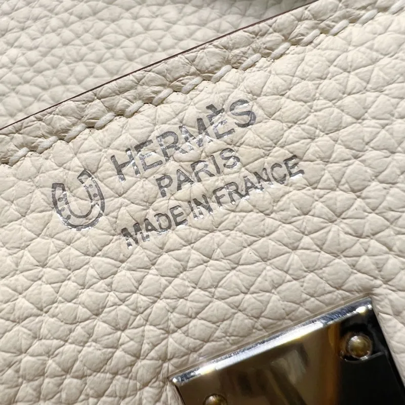 Hermes Birkin 138 Off-white Light Blue Leather Handbag - Image 8