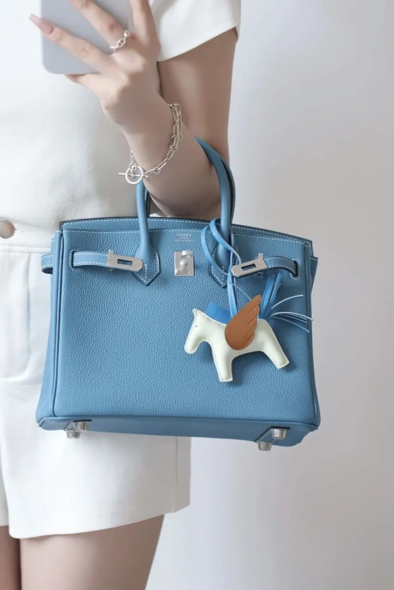 Hermes Blue Birkin Leather Handbag - Image 3