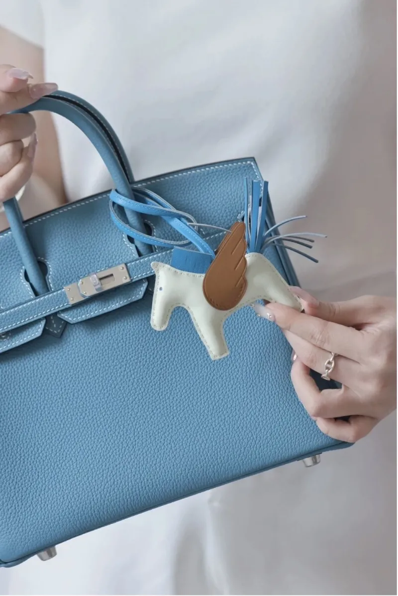 Hermes Blue Birkin Leather Handbag - Image 4