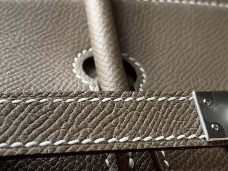 Hermes Taupe Birkin Leather Handbag - Image 7