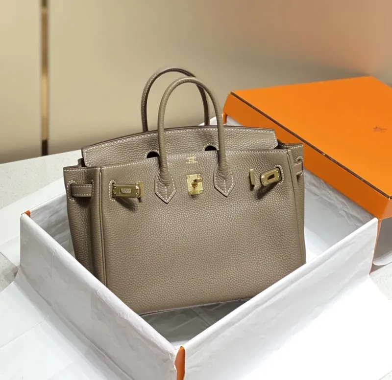 Hermes Taupe Birkin Leather Handbag - Image 3