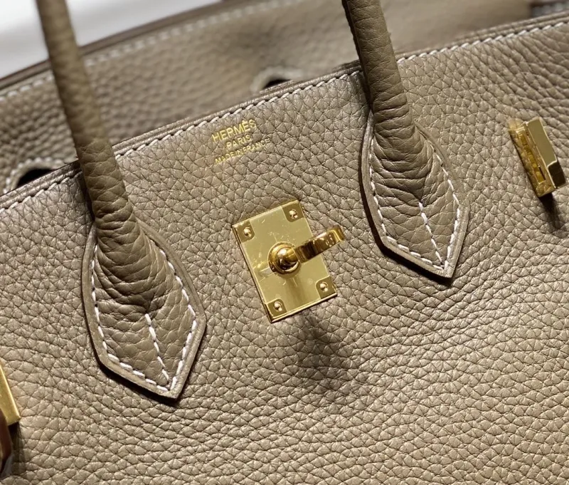 Hermes Taupe Birkin Leather Handbag - Image 5