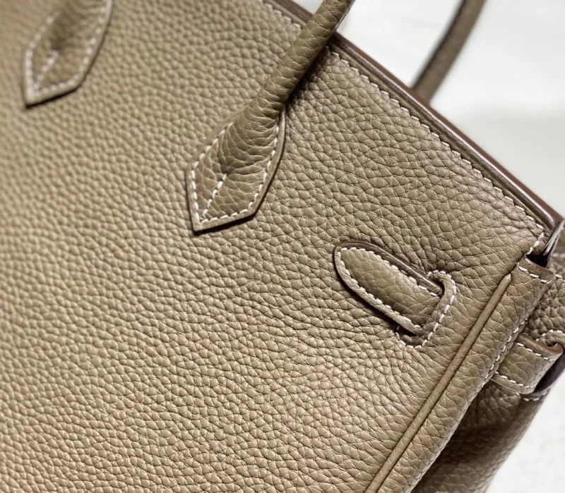 Hermes Taupe Birkin Leather Handbag - Image 7