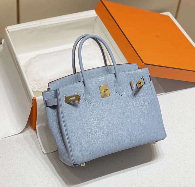Hermes Light Blue Birkin Leather Handbag 146 - Image 3