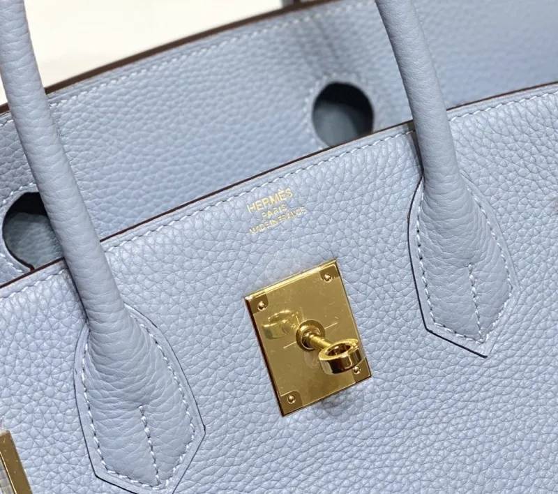 Hermes Light Blue Birkin Leather Handbag 146 - Image 5