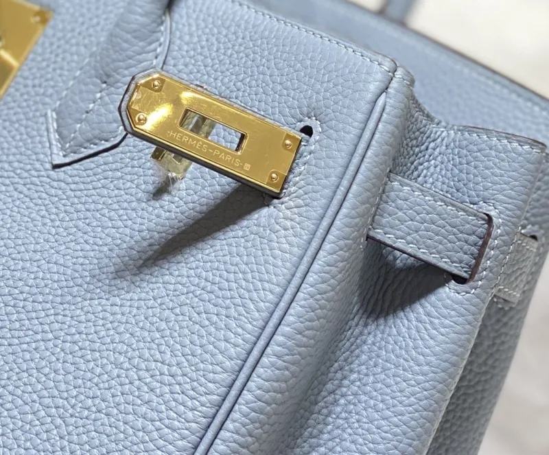 Hermes Light Blue Birkin Leather Handbag 146 - Image 6