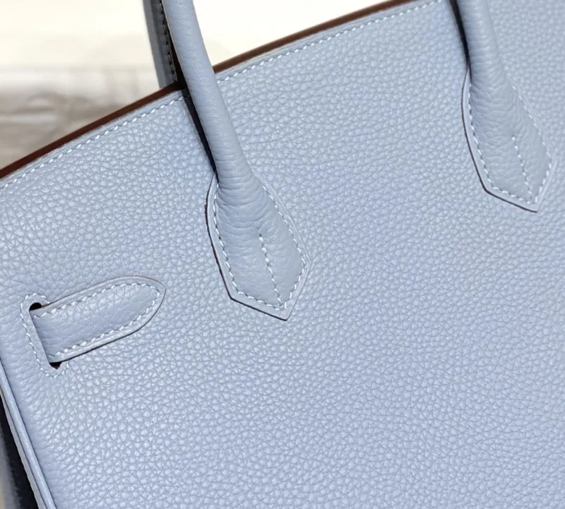 Hermes Light Blue Birkin Leather Handbag 146 - Image 7