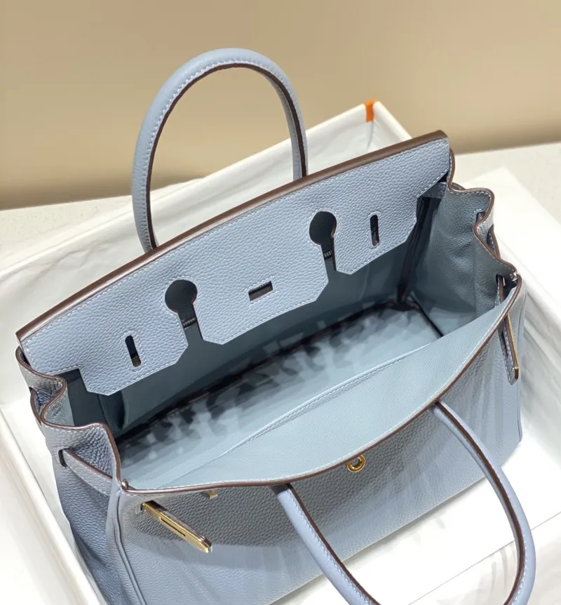Hermes Light Blue Birkin Leather Handbag 146 - Image 9