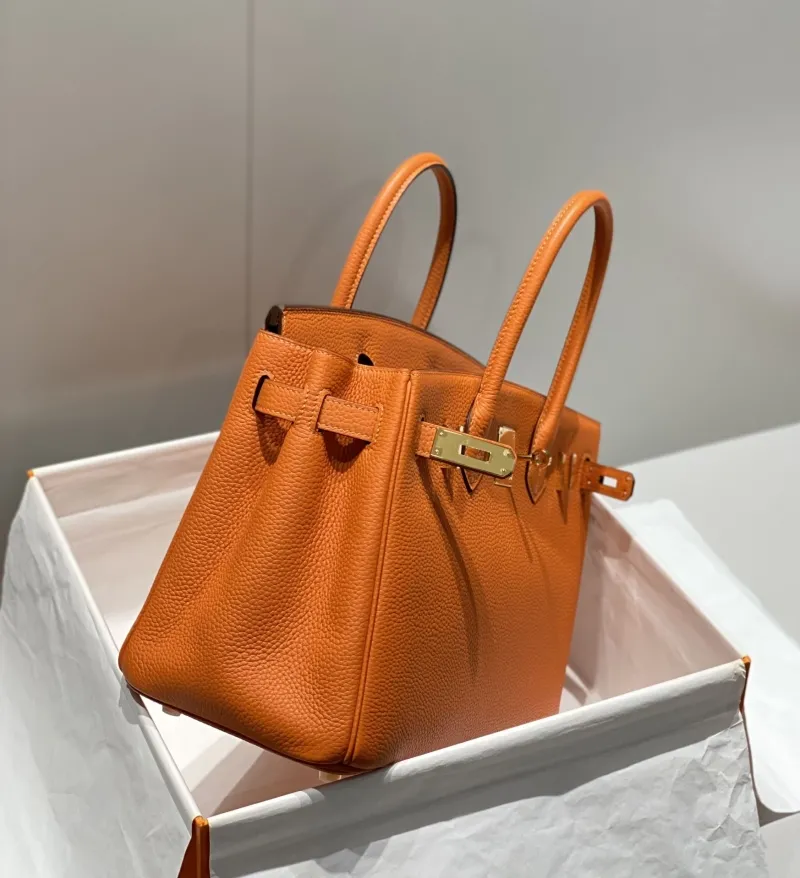 Hermes Orange Birkin Leather Handbag 148 - Image 3