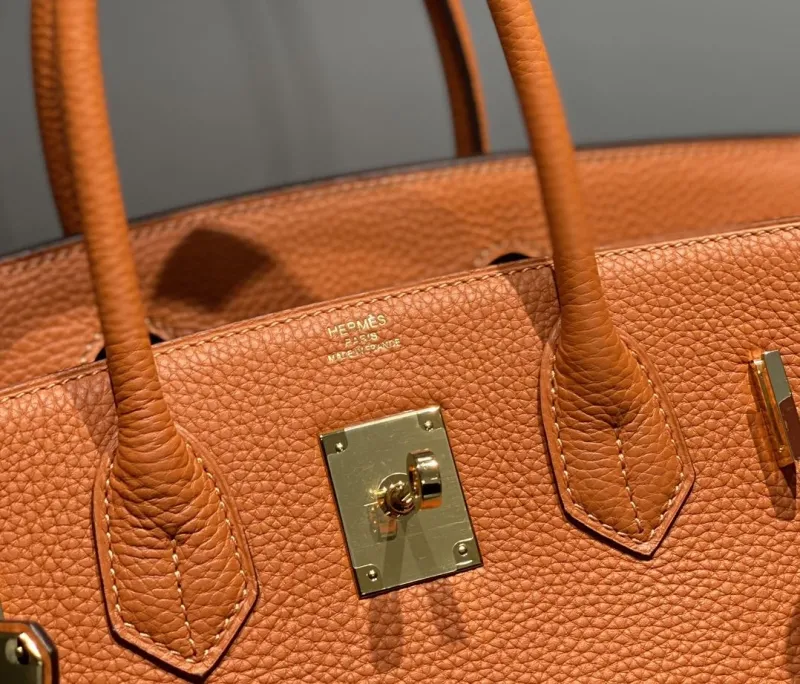 Hermes Orange Birkin Leather Handbag 148 - Image 4