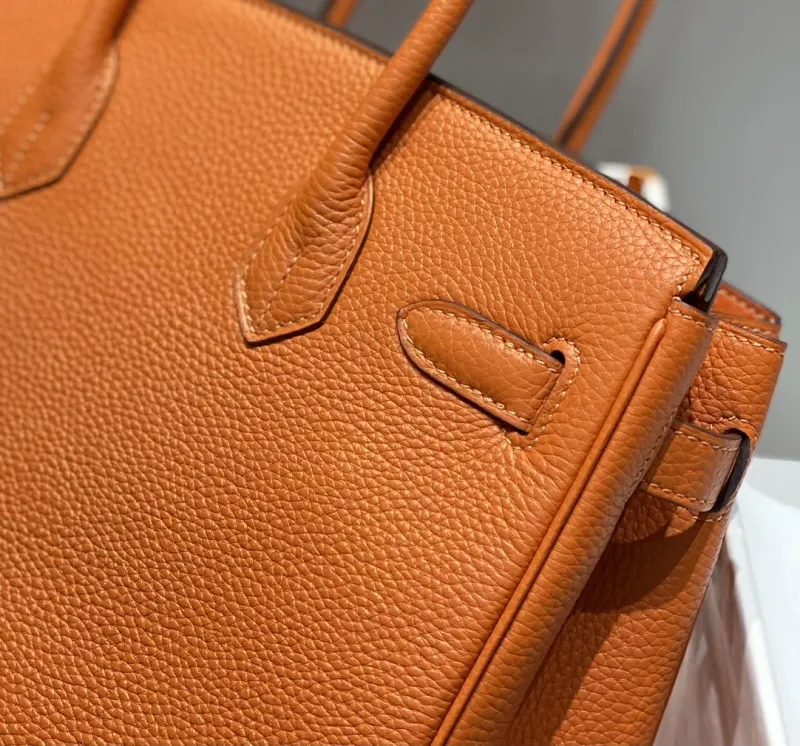 Hermes Orange Birkin Leather Handbag 148 - Image 6