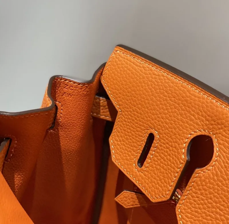 Hermes Orange Birkin Leather Handbag 148 - Image 7
