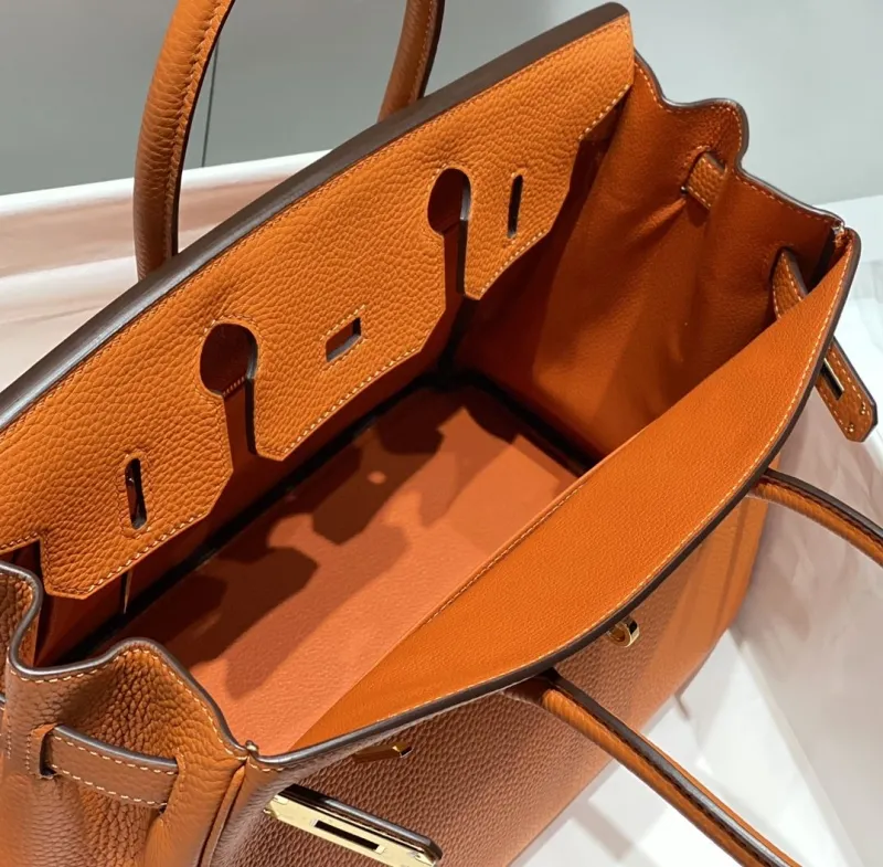 Hermes Orange Birkin Leather Handbag 148 - Image 8