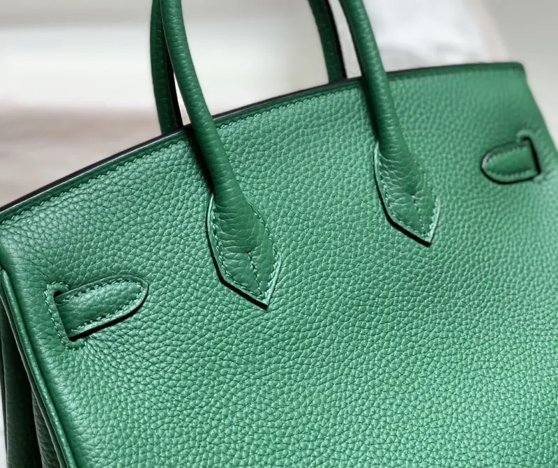 Hermes Green Birkin Leather Handbag - Image 7