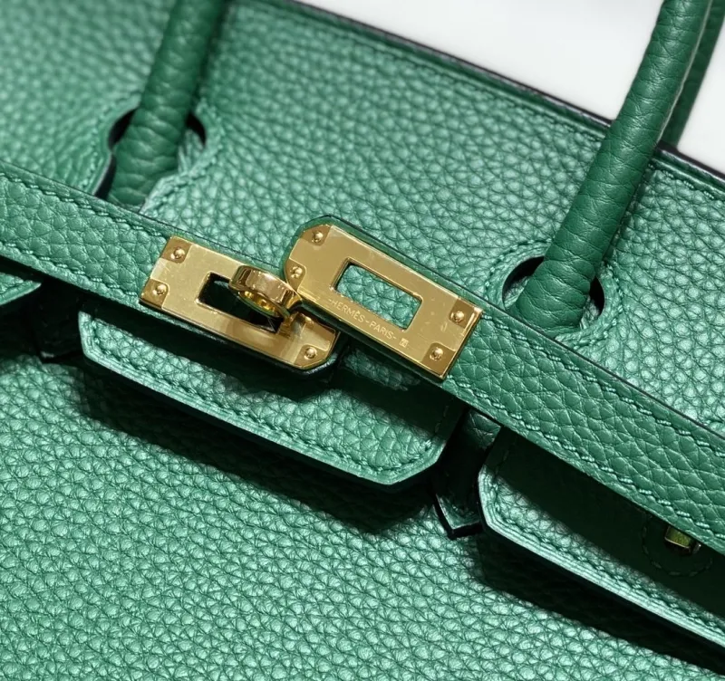 Hermes Green Birkin Leather Handbag - Image 8