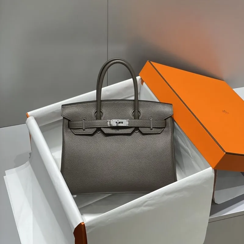 Hermes Gray Birkin Leather Handbag SKU 154 - Image 3