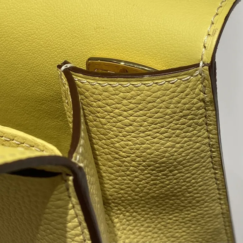 Hermes Yellow Leather Shoulder Handbag - Image 6