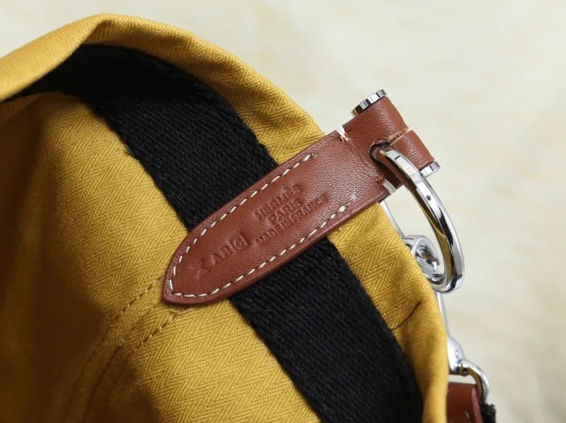 Hermes Yellow Canvas Bucket Crossbody Bag - Image 6