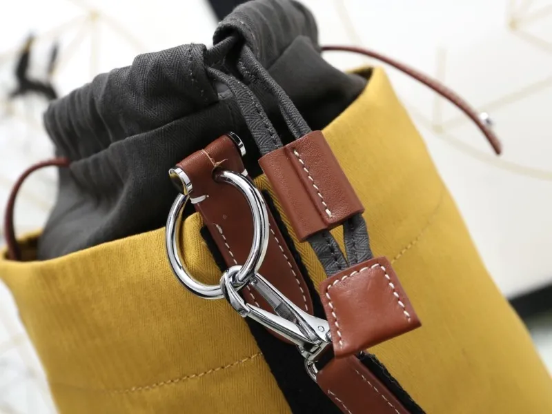 Hermes Yellow Canvas Bucket Crossbody Bag - Image 7