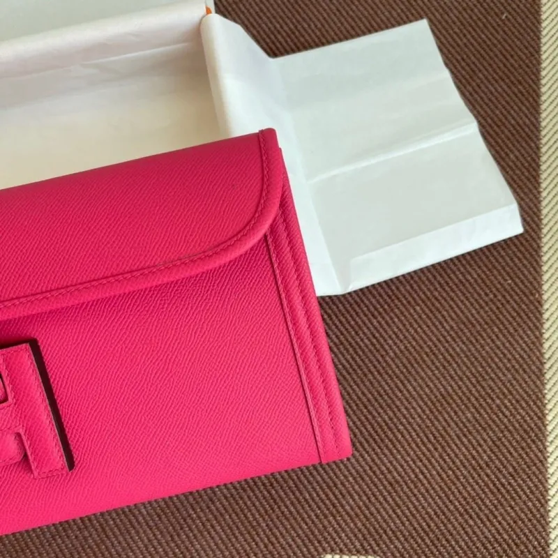 Hermes Fuchsia Leather Clutch Bag - Image 3