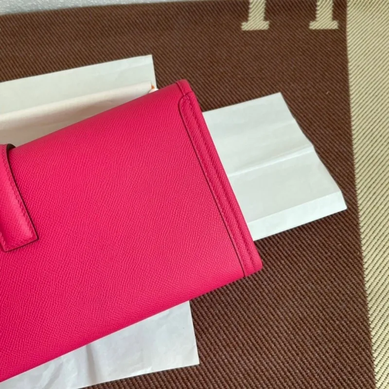 Hermes Fuchsia Leather Clutch Bag - Image 5