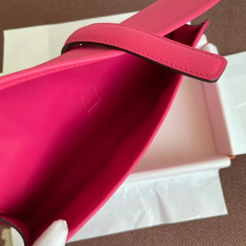 Hermes Fuchsia Leather Clutch Bag - Image 6