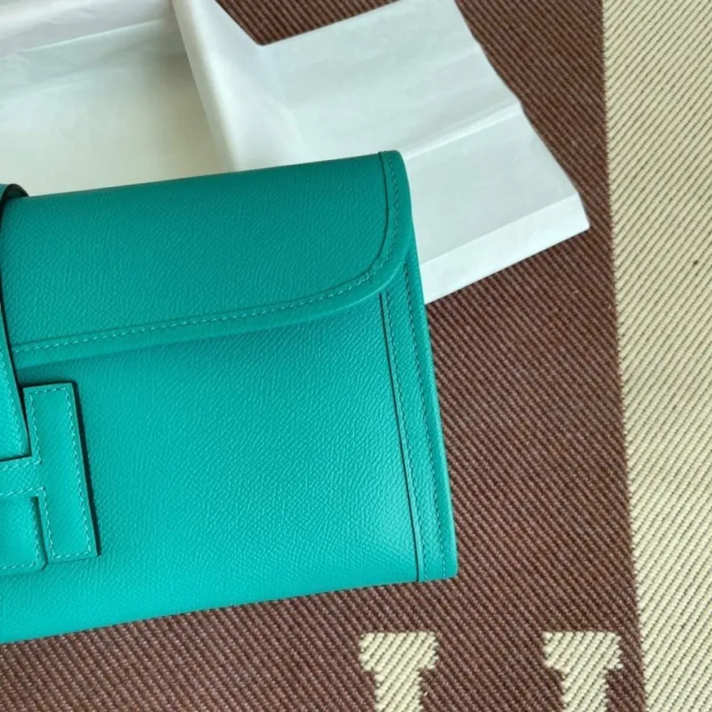 Hermes Teal Leather Clutch Bag - Image 4