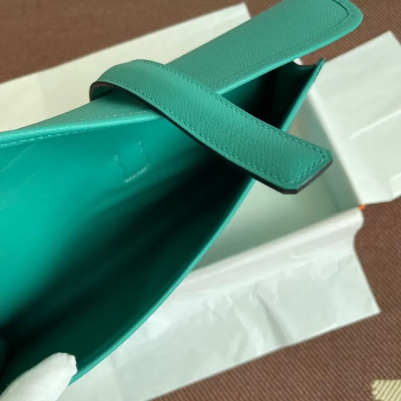 Hermes Teal Leather Clutch Bag - Image 7