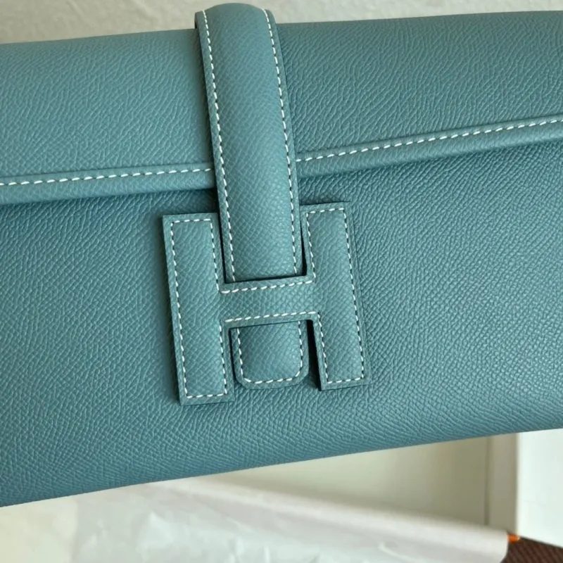 Hermes Blue Leather Clutch Bag - Image 4