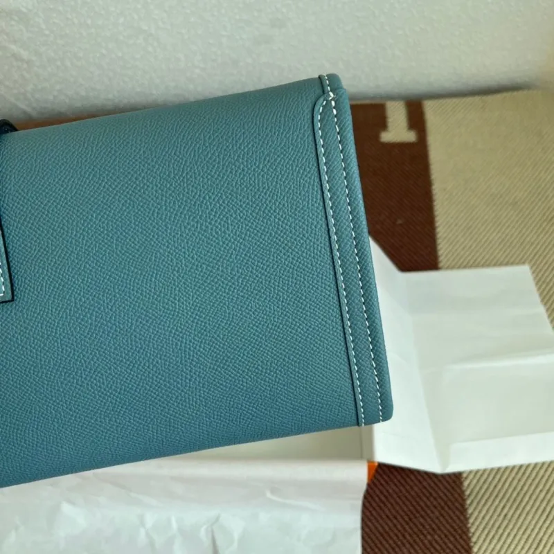 Hermes Blue Leather Clutch Bag - Image 6