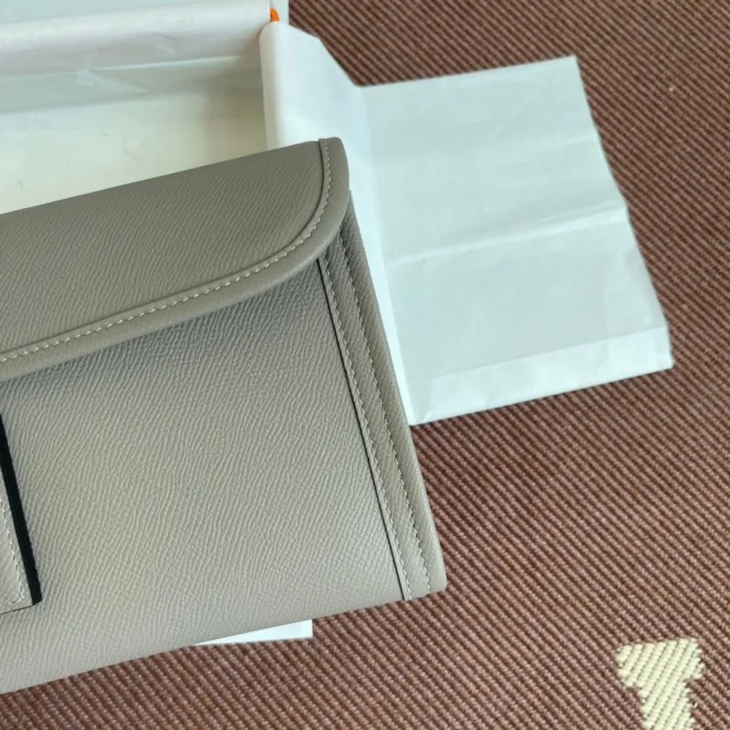 Hermes Gray Leather Clutch Bag - Image 3