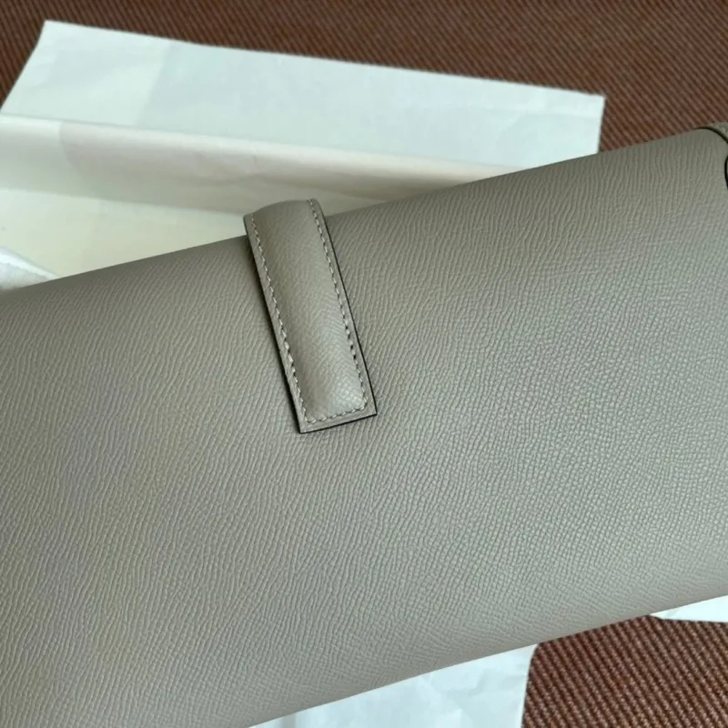 Hermes Gray Leather Clutch Bag - Image 6