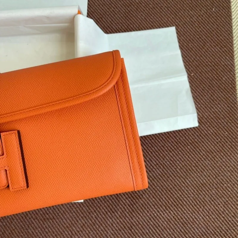 Hermes Orange Leather Clutch Bag - Image 4