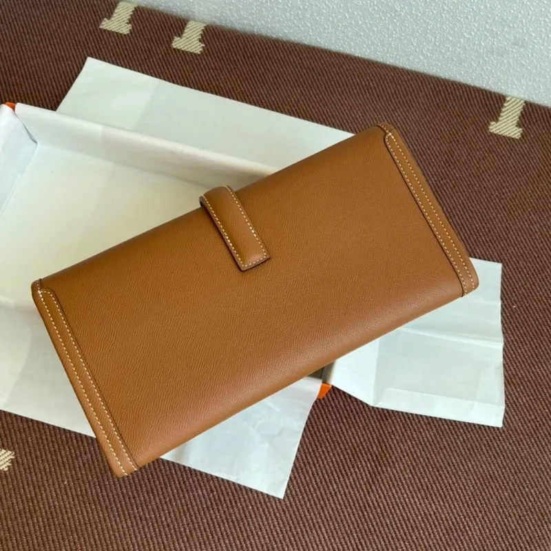 Hermes Brown Leather Clutch Bag - Image 3