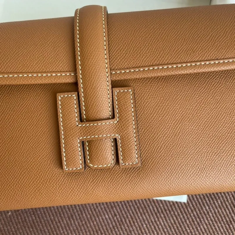 Hermes Brown Leather Clutch Bag - Image 5