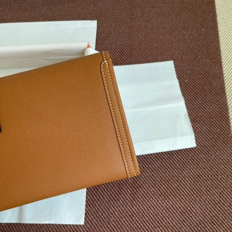 Hermes Brown Leather Clutch Bag - Image 6