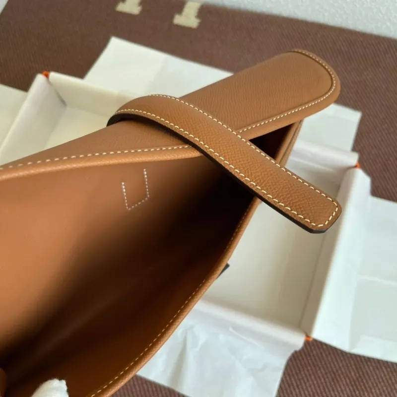 Hermes Brown Leather Clutch Bag - Image 8